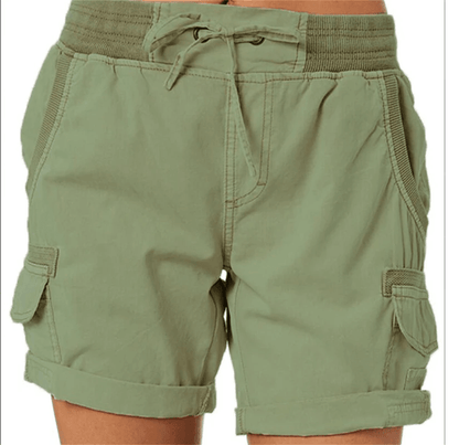 BreezeFit Womens Cotton Linen Cargo Shorts With Elastic Waist 2