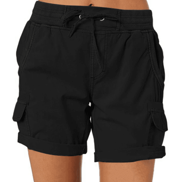 BreezeFit Womens Cotton Linen Cargo Shorts With Elastic Waist 3