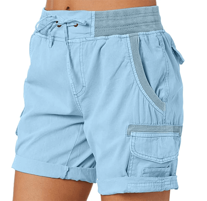 BreezeFit Womens Cotton Linen Cargo Shorts With Elastic Waist 4