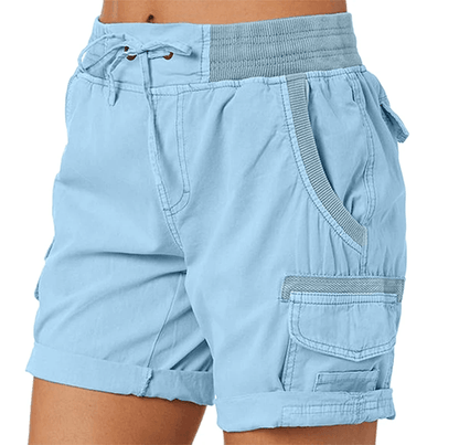 BreezeFit Womens Cotton Linen Cargo Shorts With Elastic Waist 4