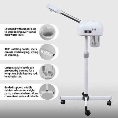 Professional Facial Steamer for Beauty Salon & Home, Steam Machine with Rotating Nozzle to Cleanse Skin & Unclog Pores
