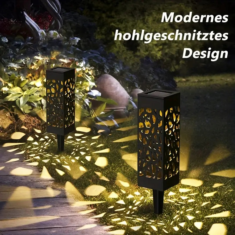 Solar Powered LED Garden Lights, Hollow-Out Lawn Lamps Decorative Outdoor Lighting, Waterproof Garden Yard Path Lamps