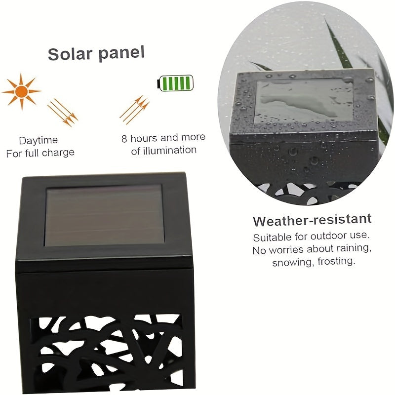 Solar Powered LED Garden Lights, Hollow-Out Lawn Lamps Decorative Outdoor Lighting, Waterproof Garden Yard Path Lamps