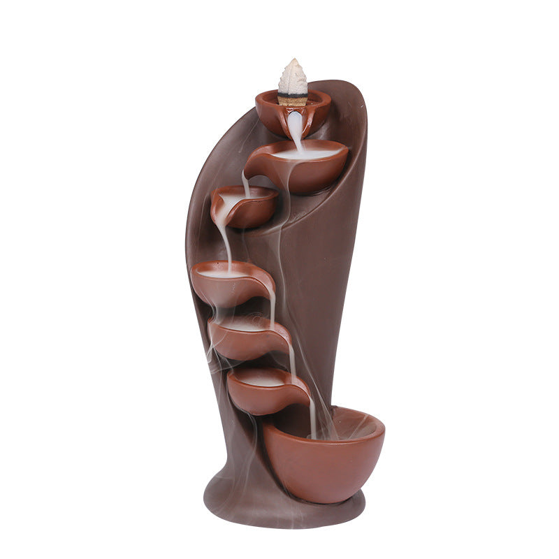 Handmade Torch Design Waterfall Incense Burner, Creative Ceramic Incense Holder, Portable Censer for Aromatherapy
