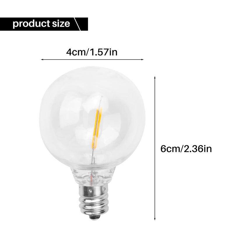 LED Replacement Light Bulbs 3Pcs, E12 Screw Base Shatterproof Globe Bulbs for Outdoor Solar String Lights Warm White