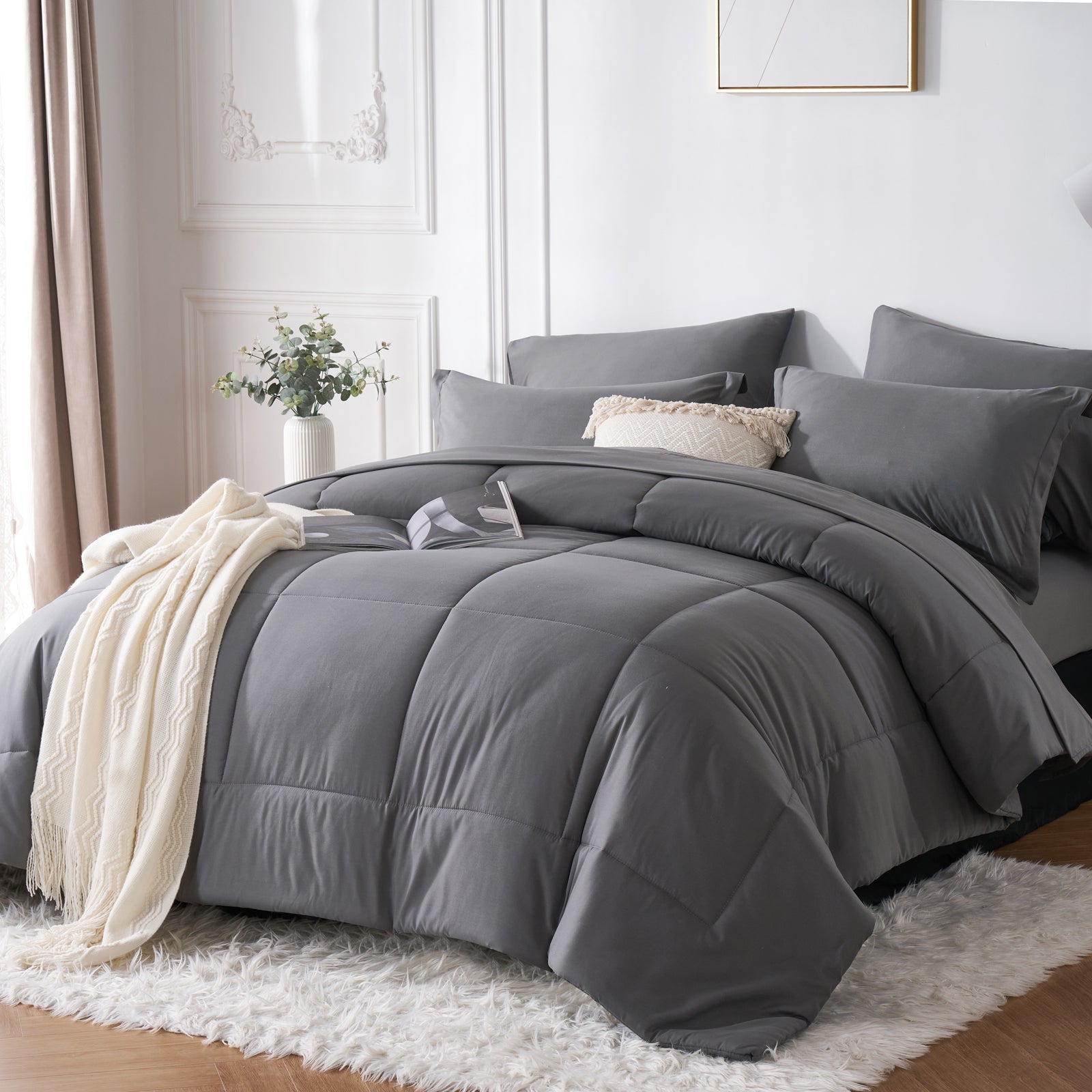 Comforter Set King Stylish Solid Geometry Comforter And SheetPillowcase Set Ideal Gift For Home 9