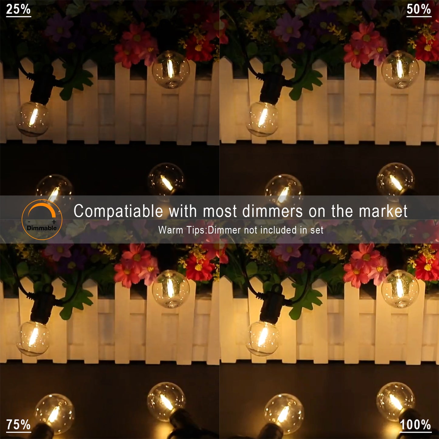 Solar String Light Outdoor, Waterproof Globe Solar Patio Lights with Remote, Dimmable Hanging Lights for Backyard
