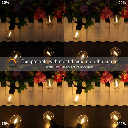 Solar String Light Outdoor, Waterproof Globe Solar Patio Lights with Remote, Dimmable Hanging Lights for Backyard