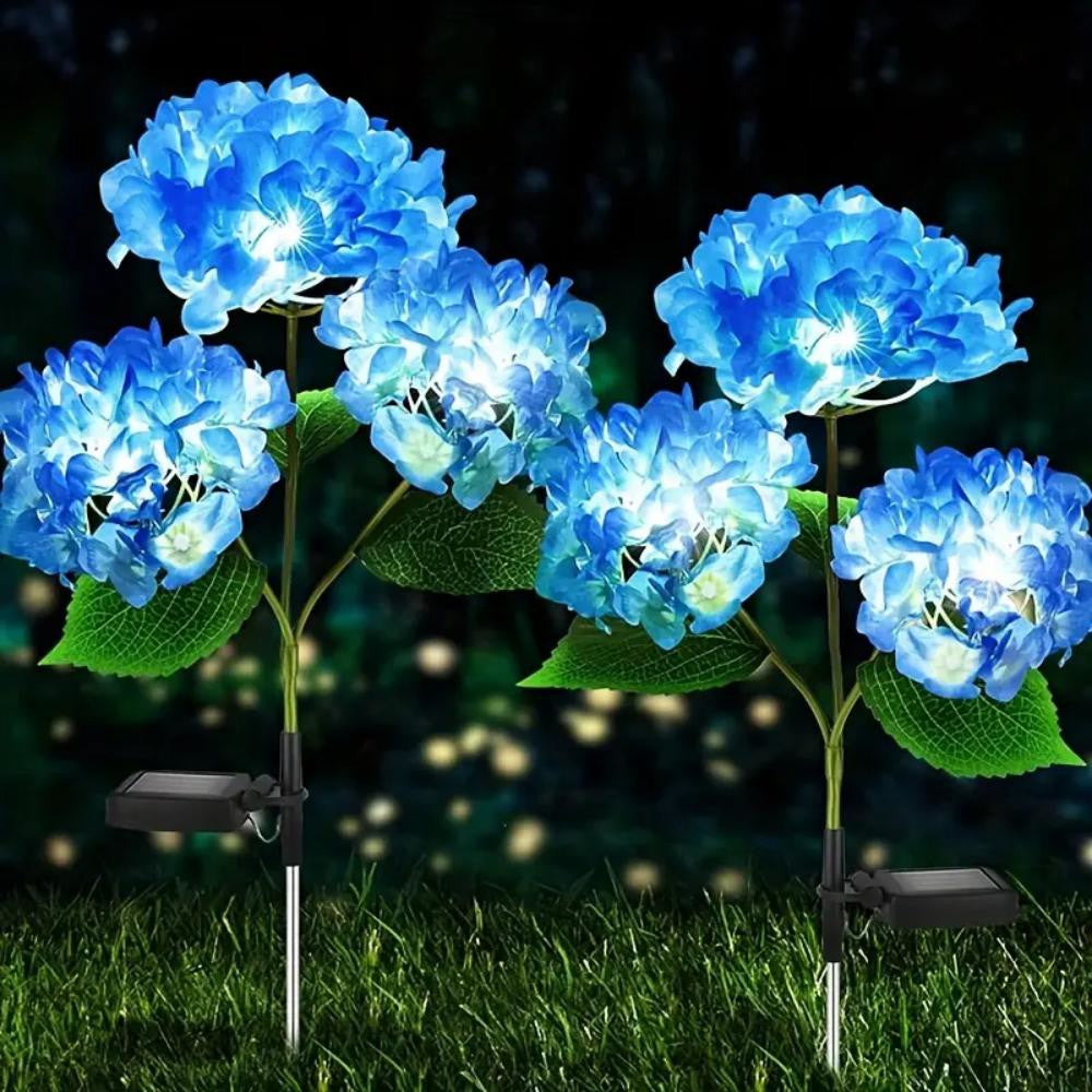 3Head Hydrangea Rose Flower Solar Led Light, Garden Lawn Lamps Outdoor, Patio Vegetable Patch Country House Decor