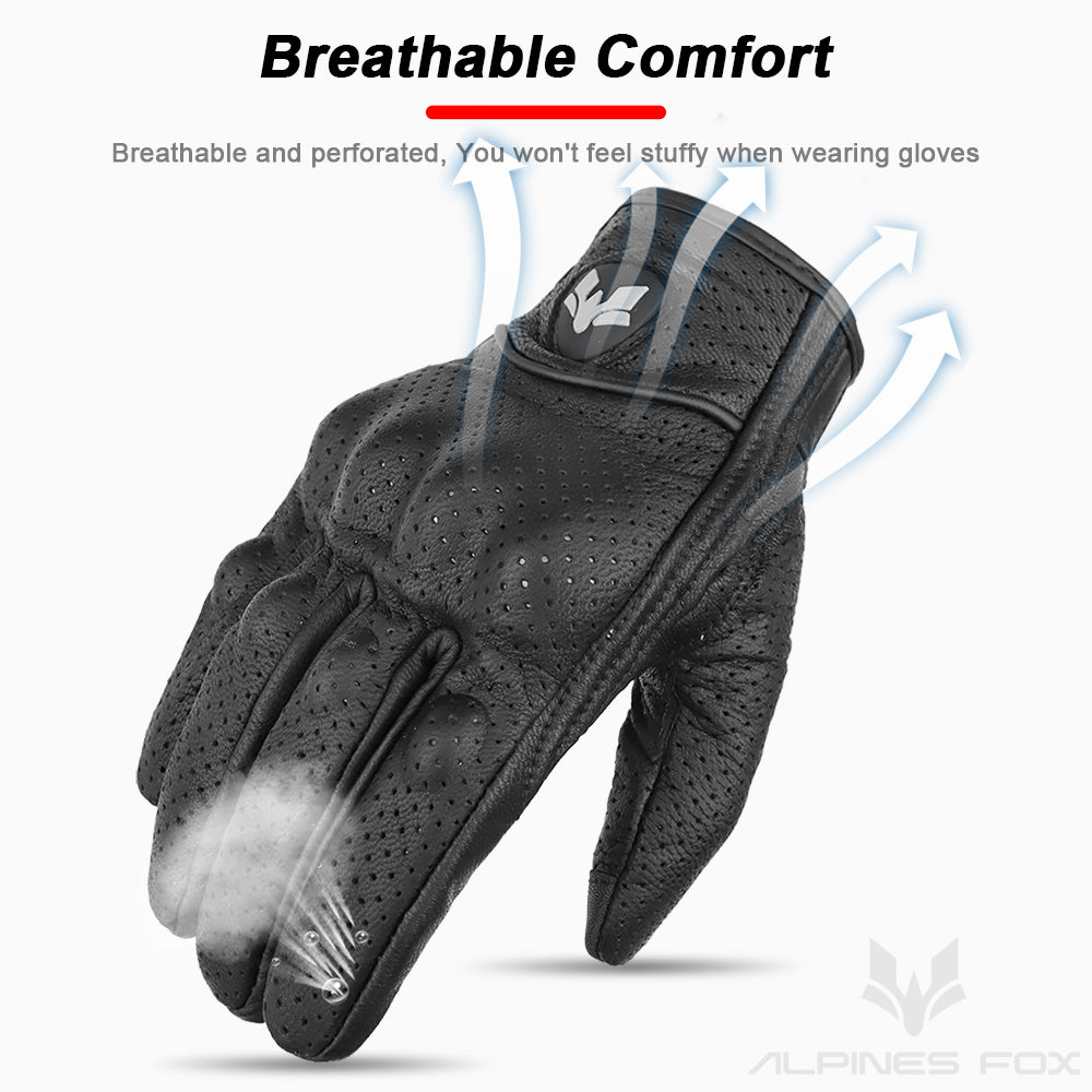 Summer New Vintage Leather Motorcycle Gloves For Men Black WearResistant Touchscreen AntiSlip Retro 2