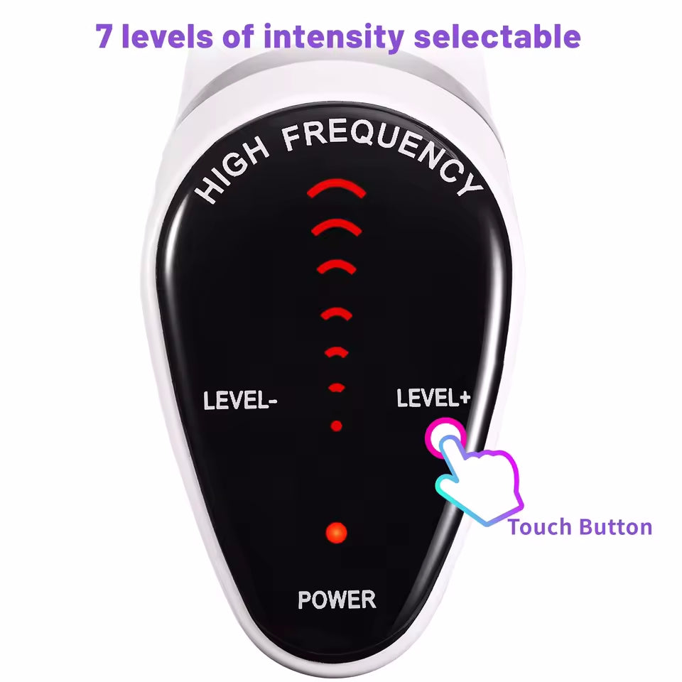 6-in-1 Touch Panel High Frequency Facial Machine, Electrotherapy Wand for Hair & Face, Argon Treatment, Acne & Skin Care