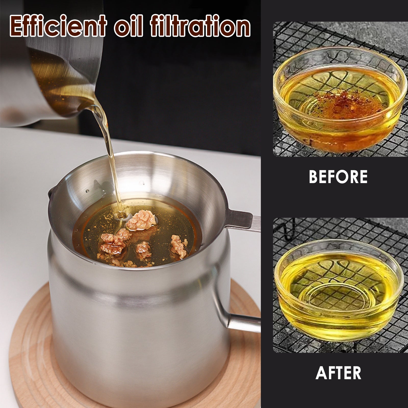 Stainless Steel Oil Filter Fry Basket 2L15L Oil Storage Can Pot With Fine Mesh Strainer Grease Cont 2