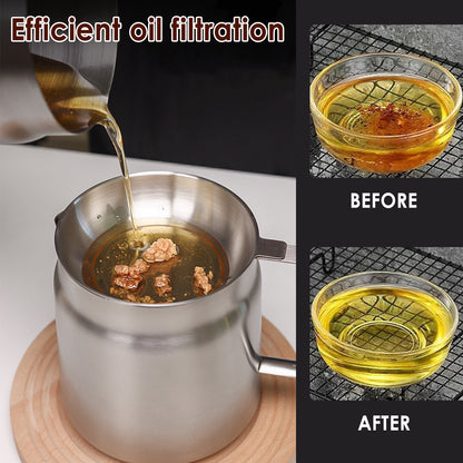 Stainless Steel Oil Filter Fry Basket 2L15L Oil Storage Can Pot With Fine Mesh Strainer Grease Cont 2