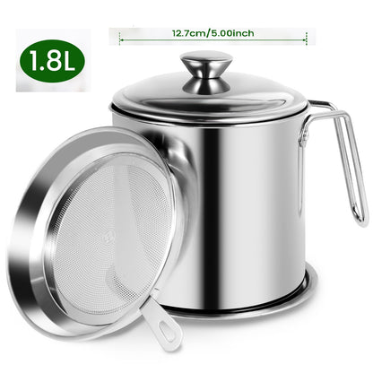 Stainless Steel Oil Filter Fry Basket 2L15L Oil Storage Can Pot With Fine Mesh Strainer Grease Cont 6