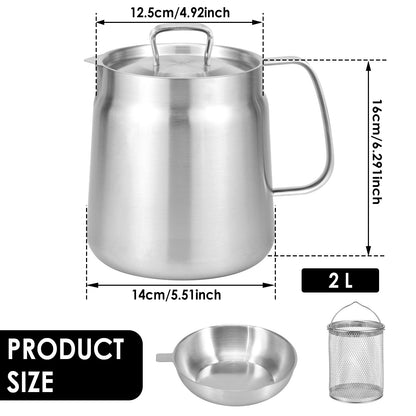 Stainless Steel Oil Filter Fry Basket 2L15L Oil Storage Can Pot With Fine Mesh Strainer Grease Cont 7