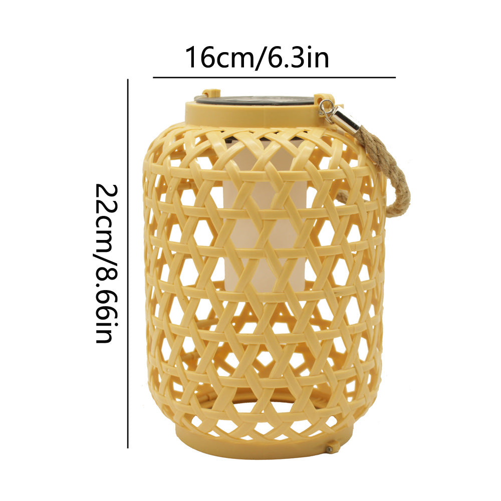 Solar Imitation Bamboo Lantern Outdoor Courtyard Decoration Garden Light Waterproof Plastic Rattan  3
