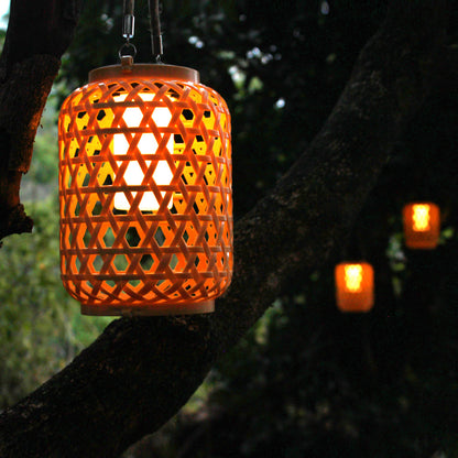 Solar Imitation Bamboo Lantern Outdoor Courtyard Decoration Garden Light Waterproof Plastic Rattan  5