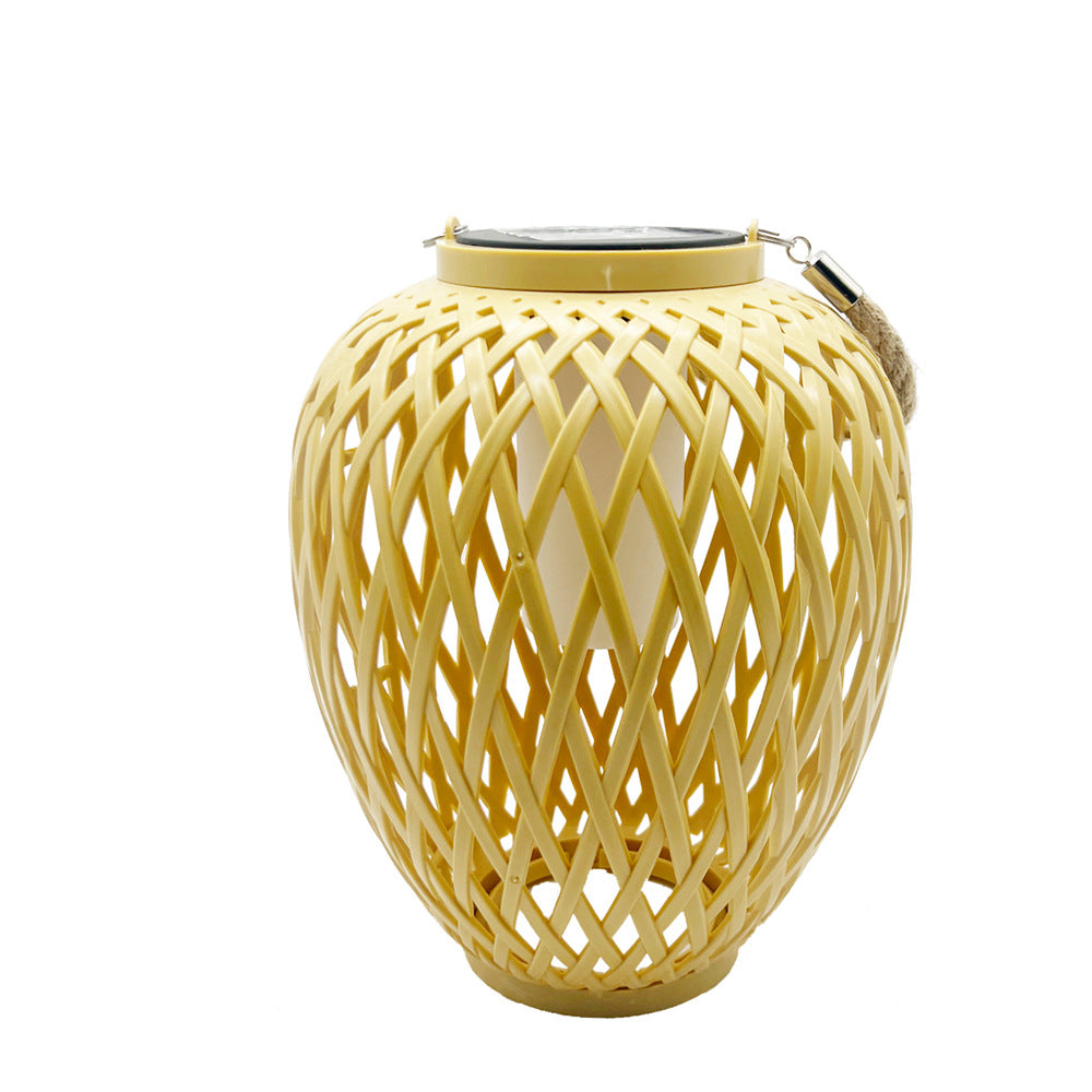 Solar Imitation Bamboo Lantern Outdoor Courtyard Decoration Garden Light Waterproof Plastic Rattan  7