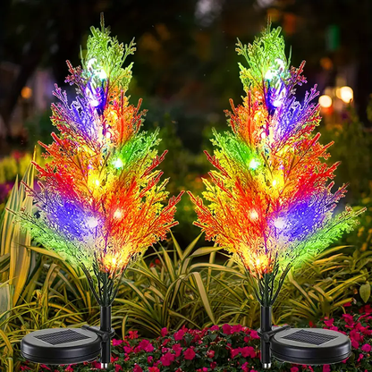 Christmas Solar Pine Lights, Garden Ground Light Stake, Cypress Decor Lamp, Waterproof Outdoor Floral Ambiance Lighting