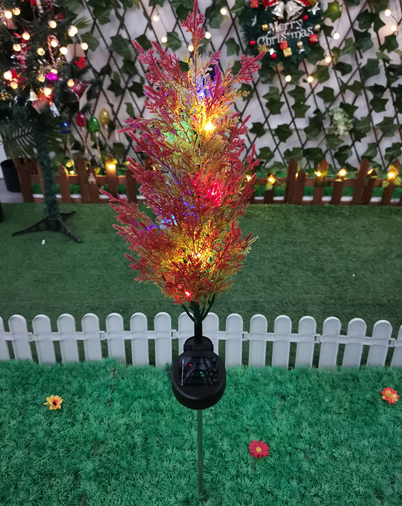 Christmas Solar Pine Lights, Garden Ground Light Stake, Cypress Decor Lamp, Waterproof Outdoor Floral Ambiance Lighting
