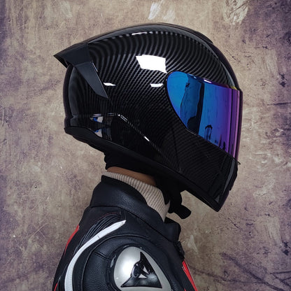 Premium Full Face Racing Helmets, Winter Warm Double Visor Motorcycle Helmet for Motorbike & Sports Riding