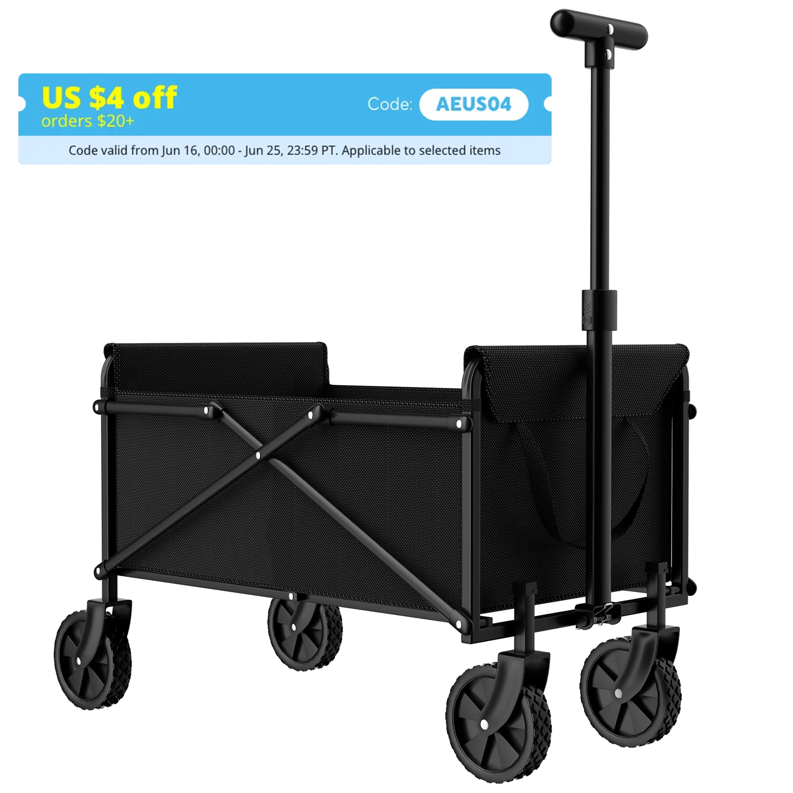 Black Small Handcart Folding Outdoor Garden Cart  Collapsible Utility Wagon For Shopping Picnic  Be 1