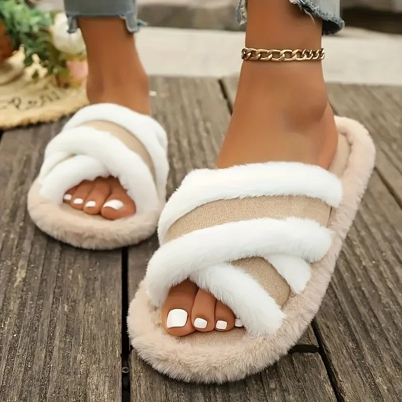 Cross Band Slippers Lightweight Open Toe Slides For Women 13