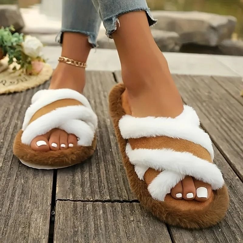 Cross Band Slippers Lightweight Open Toe Slides For Women 15