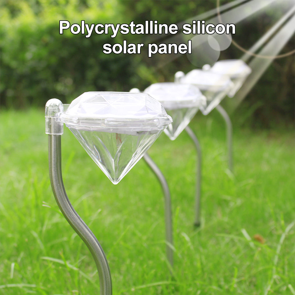 Diamond Solar Lights, Solar 4pcs Led Diamond Light for Walkway, Lawn, Patio, Yard, Driveway Path Landscape