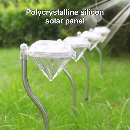 Diamond Solar Lights, Solar 4pcs Led Diamond Light for Walkway, Lawn, Patio, Yard, Driveway Path Landscape