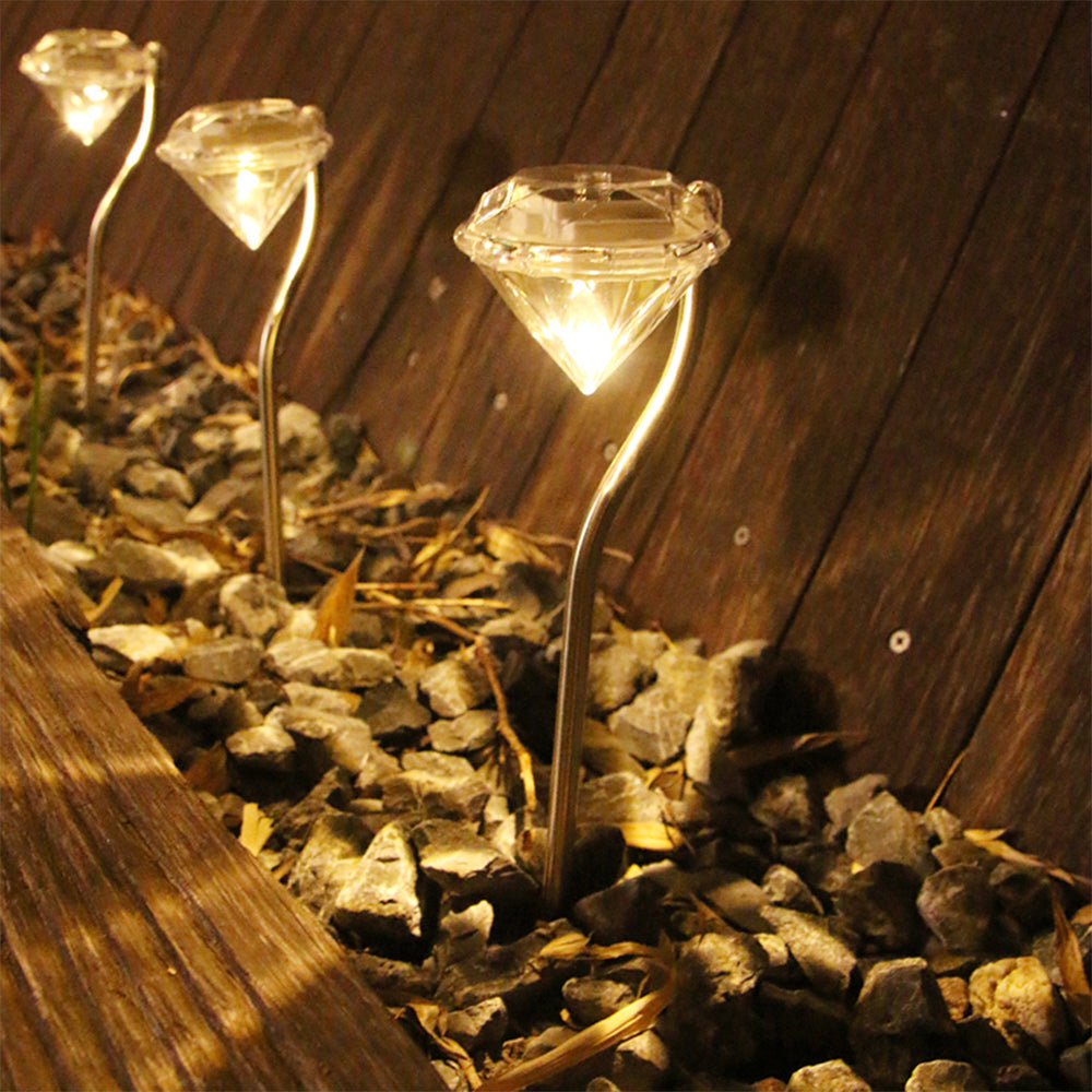 Diamond Solar Lights, Solar 4pcs Led Diamond Light for Walkway, Lawn, Patio, Yard, Driveway Path Landscape