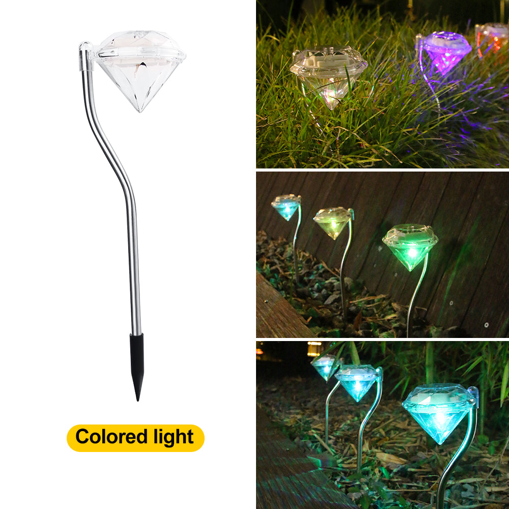 Diamond Solar Lights, Solar 4pcs Led Diamond Light for Walkway, Lawn, Patio, Yard, Driveway Path Landscape