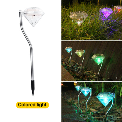 Diamond Solar Lights, Solar 4pcs Led Diamond Light for Walkway, Lawn, Patio, Yard, Driveway Path Landscape