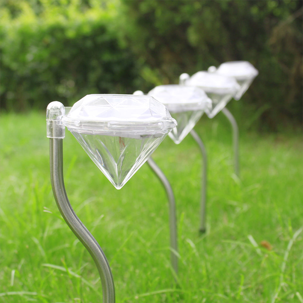 Diamond Solar Lights, Solar 4pcs Led Diamond Light for Walkway, Lawn, Patio, Yard, Driveway Path Landscape