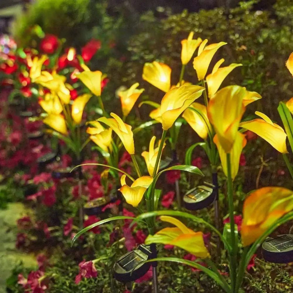Calla Lily Solar-Powered LED Yard Lights, Floral Garden Light Decor Lamp, Waterproof Outdoor Lawn Lighting