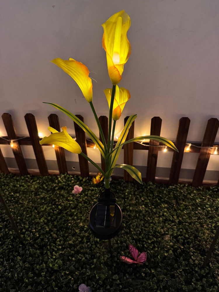 Calla Lily Solar-Powered LED Yard Lights, Floral Garden Light Decor Lamp, Waterproof Outdoor Lawn Lighting