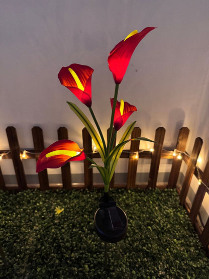 Calla Lily Solar-Powered LED Yard Lights, Floral Garden Light Decor Lamp, Waterproof Outdoor Lawn Lighting