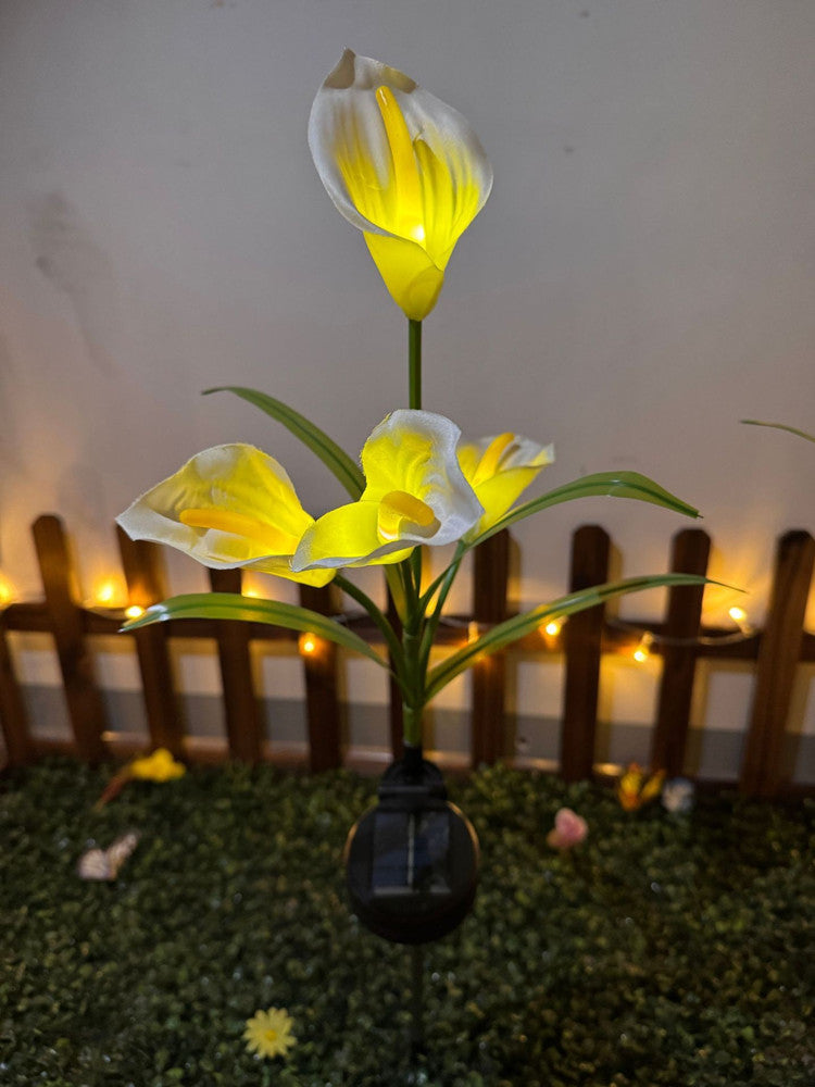 Calla Lily Solar-Powered LED Yard Lights, Floral Garden Light Decor Lamp, Waterproof Outdoor Lawn Lighting