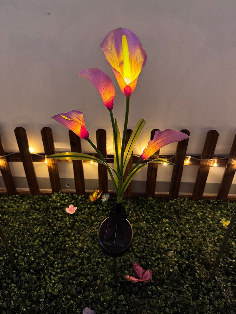 Calla Lily Solar-Powered LED Yard Lights, Floral Garden Light Decor Lamp, Waterproof Outdoor Lawn Lighting