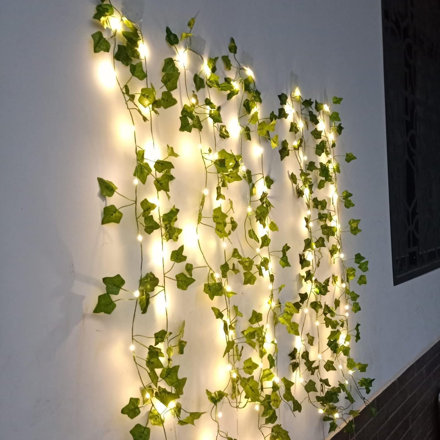 Solar-Powered Green Fairy Lights with Artificial Ivy, 8 Modes, Garden, Wedding, Christmas Decoration Lighting