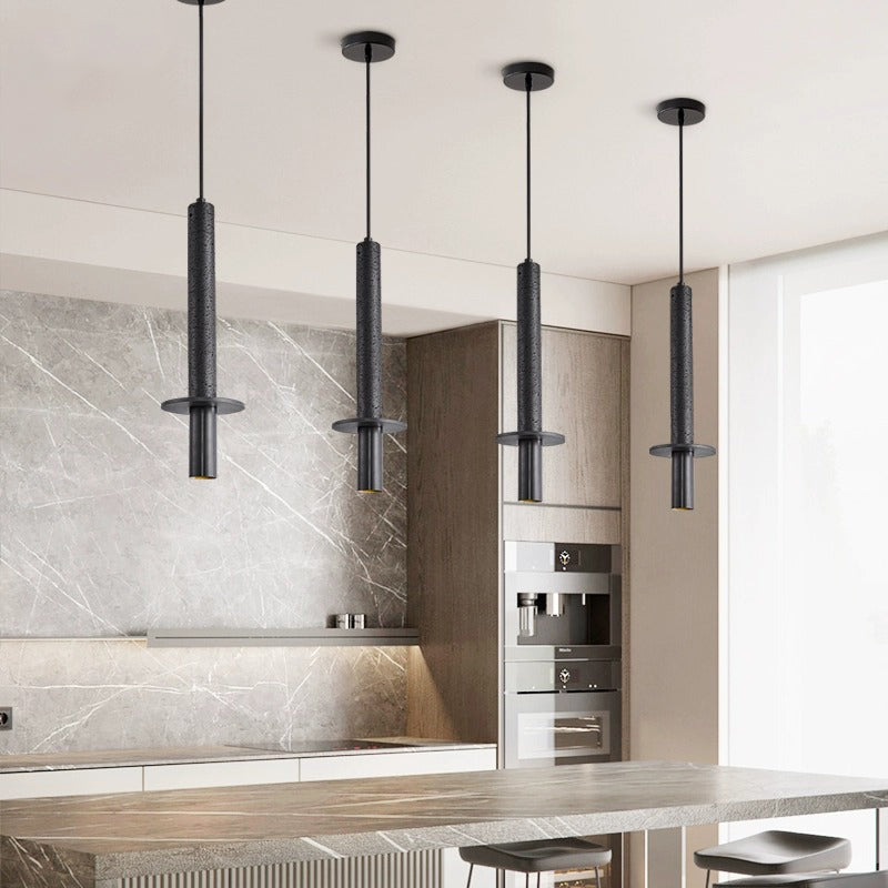 Nordic Modern LED Pendant Lamp Minimalist Long Line Hanging Ceiling Light for Bedroom, Bedside, Black Stone, Home Decor