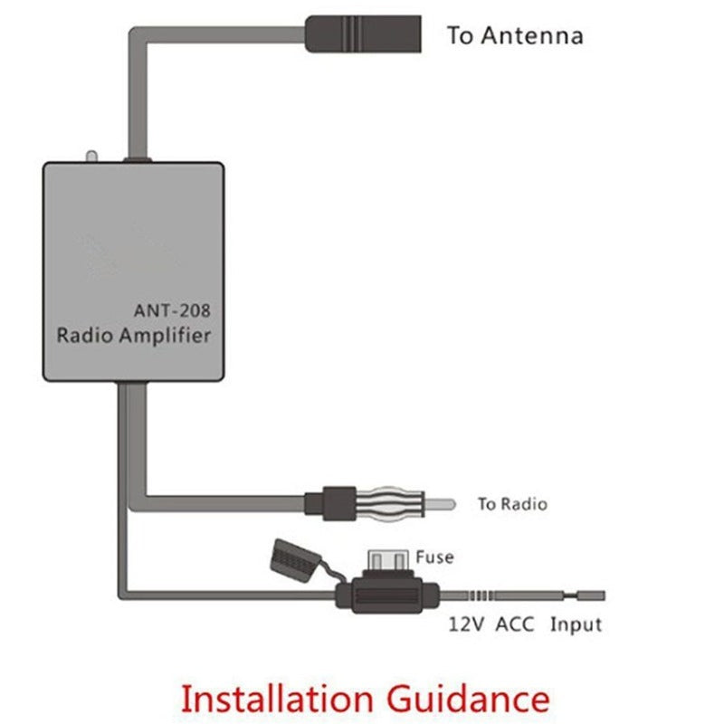 Car Antenna FM Signal Amplifier, Universal Practical Anti-Interference Radio Booster Amp, High-Performance Automobile