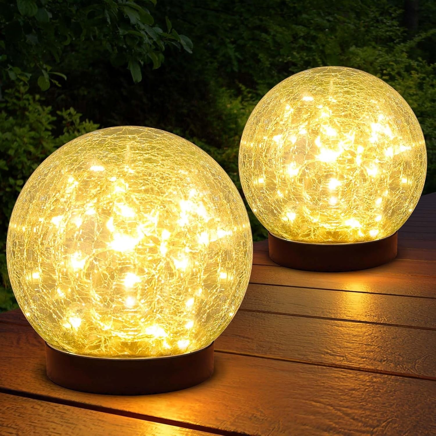 Weatherproof Garden Globe Lights, Solar Cracked Ice Ball Light 10cm, Pathway Yard Decor LED Landscape Lighting Stake