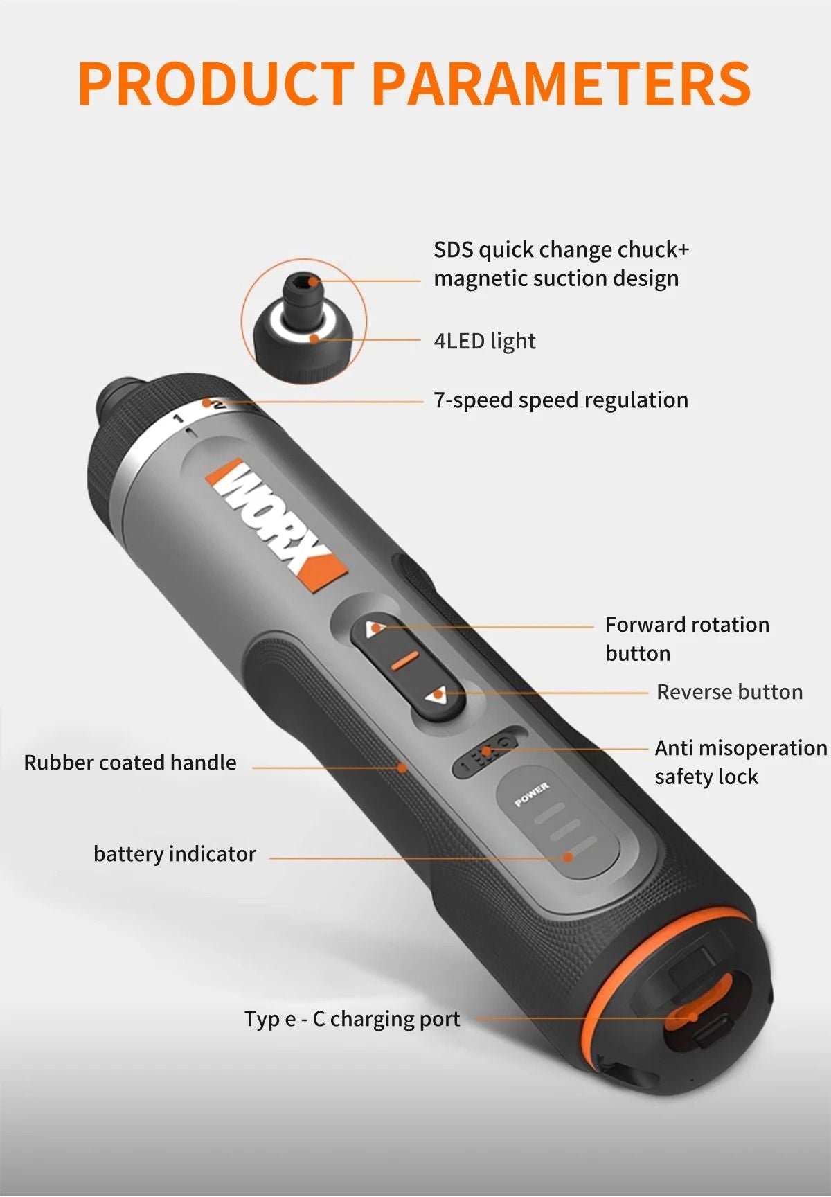 Compact USB Charged Cordless Screwdriver With 30 Bit Set For DIY Convenience 1
