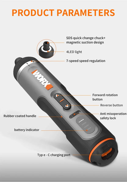 Compact USB Charged Cordless Screwdriver With 30 Bit Set For DIY Convenience 1