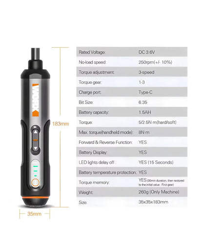 Compact USB Charged Cordless Screwdriver With 30 Bit Set For DIY Convenience 6