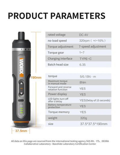 Compact USB Charged Cordless Screwdriver With 30 Bit Set For DIY Convenience 7
