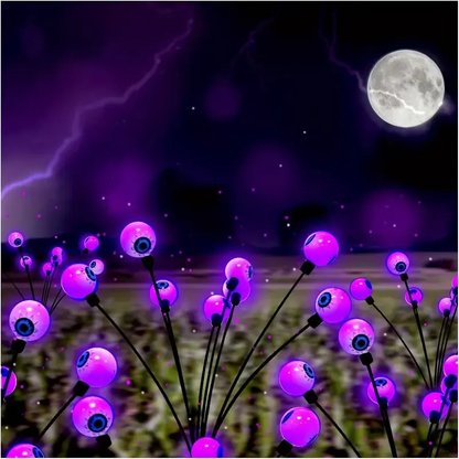 6-Head Outdoor Solar Eyeball Lights, Firefly Halloween Solar Stake Lights, Garden Lawn Yard Festival Decor