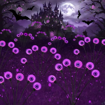 6-Head Outdoor Solar Eyeball Lights, Firefly Halloween Solar Stake Lights, Garden Lawn Yard Festival Decor