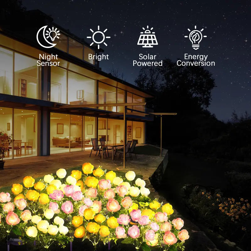 Outdoor Solar Flower Light Camellia Buds, Garden Flower Lights, Decorative Yard Patio Path Lawn Lamp